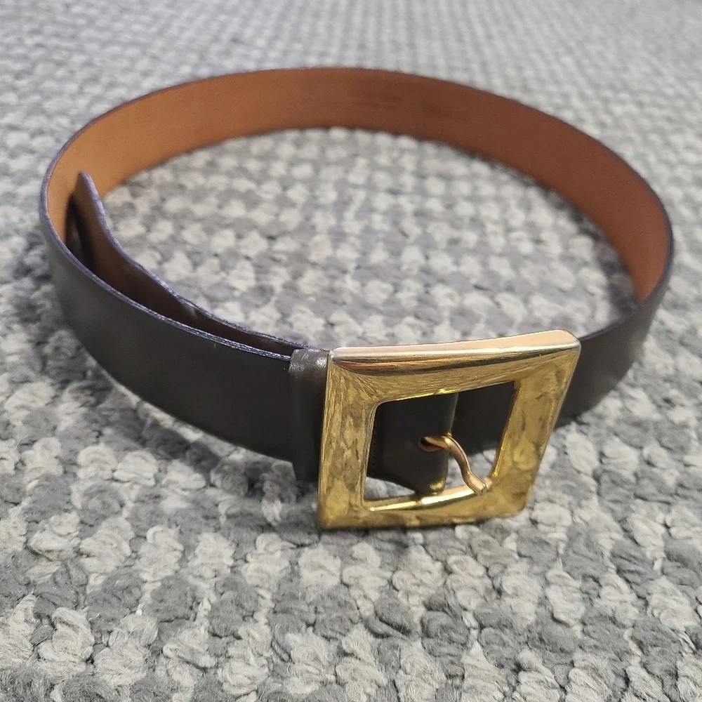 111 State‎ Brown Leather Belt with Gold Toned Buckle 32 Italy
